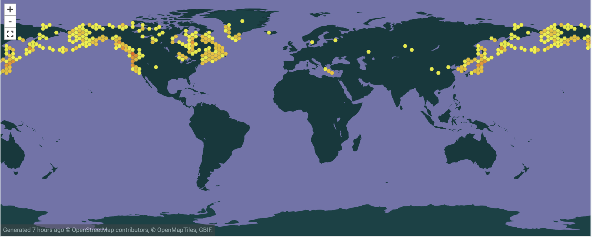 Map showing the plant's global distribution